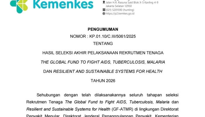 Pengumuman Hasil Seleksi Akhir Rekrutmen Tenaga GF-ATMR