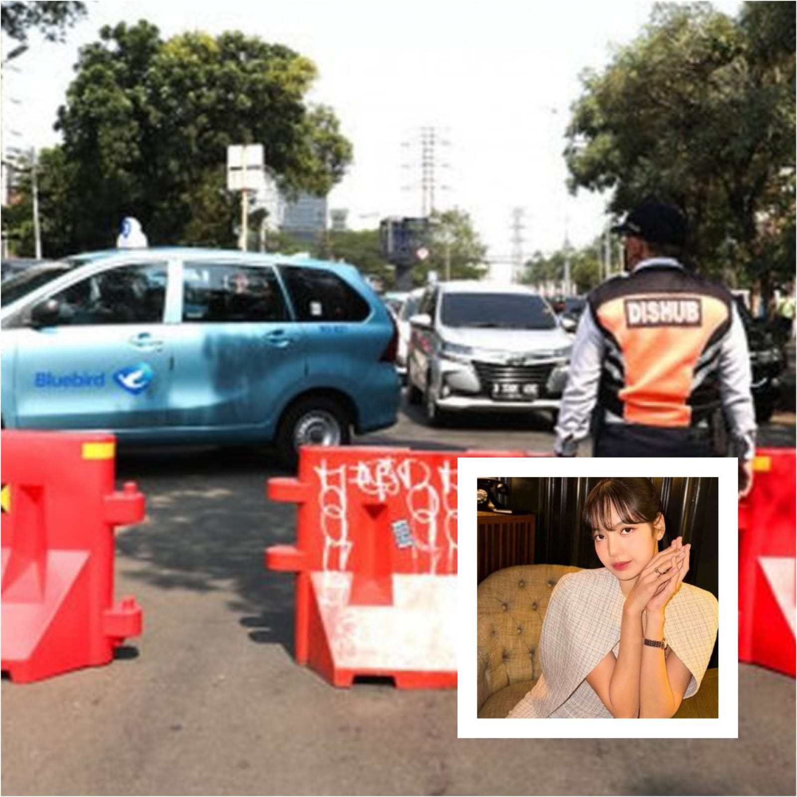 Suasana lokasi syuting film TYGO yang dibintangi Lisa BLACKPINK di Jalan K.S. Tubun Karawaci Tangerang dengan pengawalan petugas Dishub