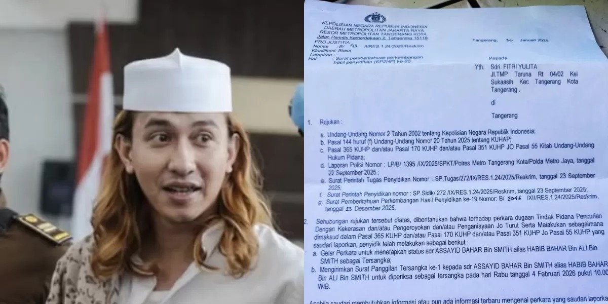 Foto Surat Pemberitahuan Perkembangan Hasil Penyidikan (SP2HP) penetapan Bahar Smith sebagai tersangka oleh Polres Metro Tangerang Kota.