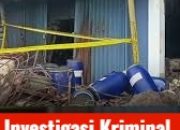 Garis polisi yang melingkari sisa bangunan gudang PT Biotek Saranatama di kawasan Taman Tekno BSD