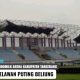Atap Stadion Indomilk Arena Persita Tangerang rusak parah akibat puting beliung.