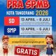 Tampilan layar beranda situs praspmb.tangerangkota.go.id dengan grafik panduan pendaftaran sekolah.