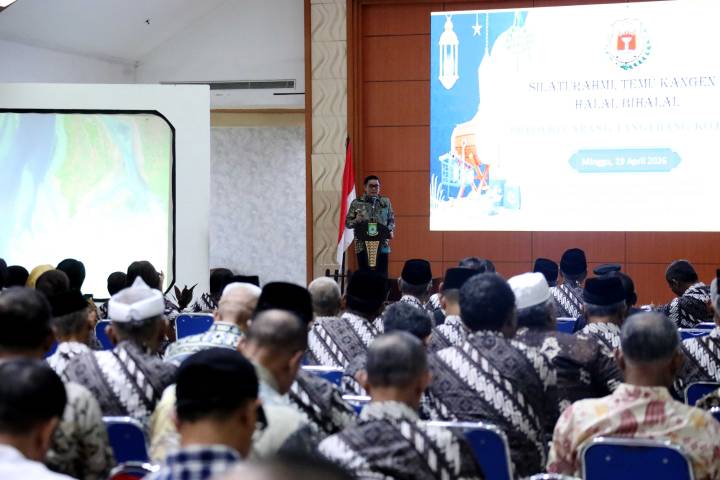 Wakil Wali Kota Tangerang H. Maryono Hasan saat memberikan sambutan di hadapan keluarga besar purnawirawan Polri di Aula Al-Amanah.