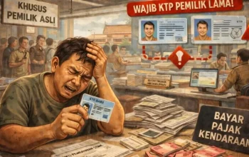 Layanan perpanjangan STNK di kantor Samsat menggunakan formulir pernyataan pemilik baru.