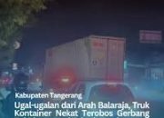 Penampakan kerusakan infrastruktur jalan akibat terjangan truk kontainer yang melaju tidak terkendali di Tol Bitung, Sabtu dini hari.