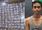 Kapolres Serang Andri Kurniawan didampingi Kasatresnarkoba AKP Bondan Rahadiansyah saat memaparkan modus operandi penyimpanan sabu di antara lipatan baju.