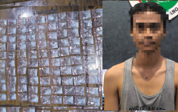 Kapolres Serang Andri Kurniawan didampingi Kasatresnarkoba AKP Bondan Rahadiansyah saat memaparkan modus operandi penyimpanan sabu di antara lipatan baju.